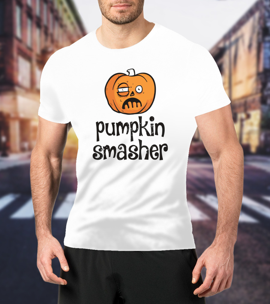 Pumpkin Smasher Funny Jack-O'-Lantern Face T-Shirt