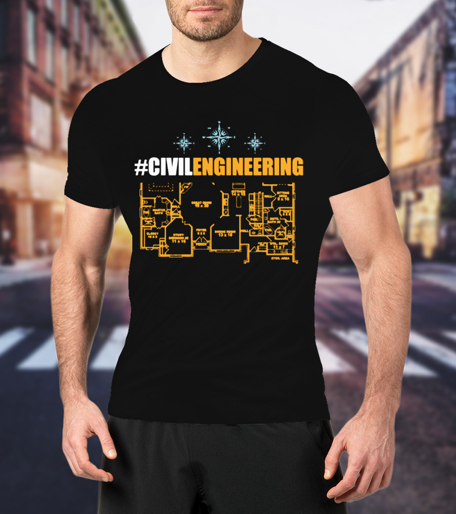 CIVILENGINEERING Blueprint Plan T-Shirt