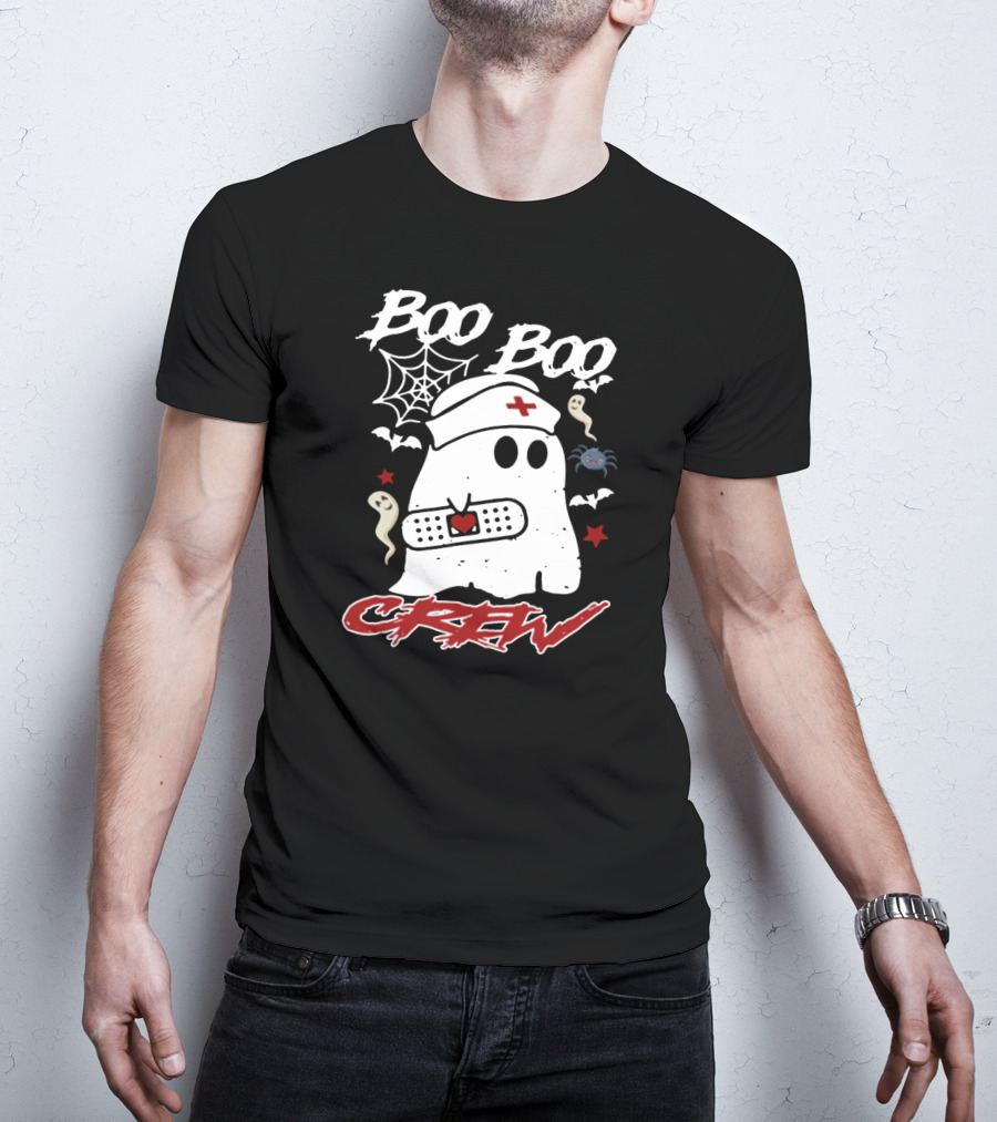 Boo Boo Crew Ghost Nurse Costume Spider Bats Halloween T-Shirt