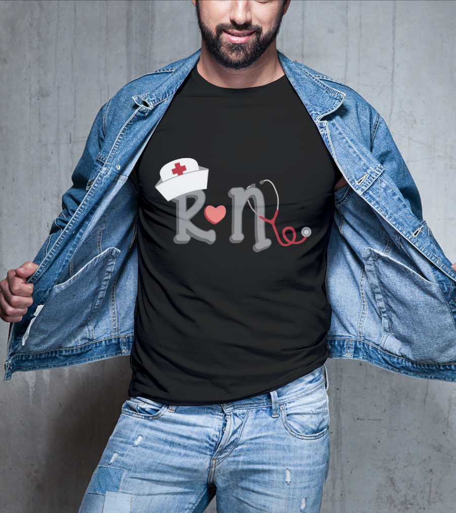 RN Nurse Hat Stethoscope Heart T-Shirt