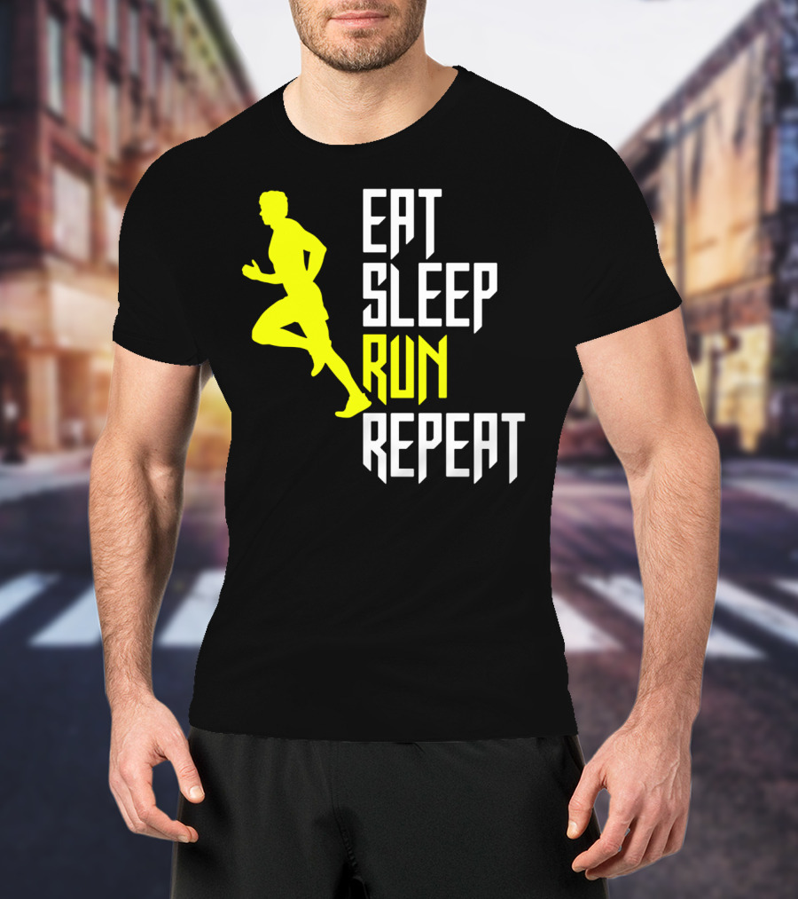 Eat Sleep Run Repeat Funny Jogging Joke T-Shirt