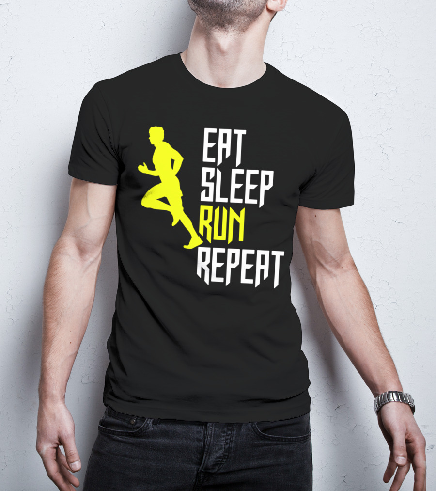 Eat Sleep Run Repeat Funny Jogging Joke T-Shirt