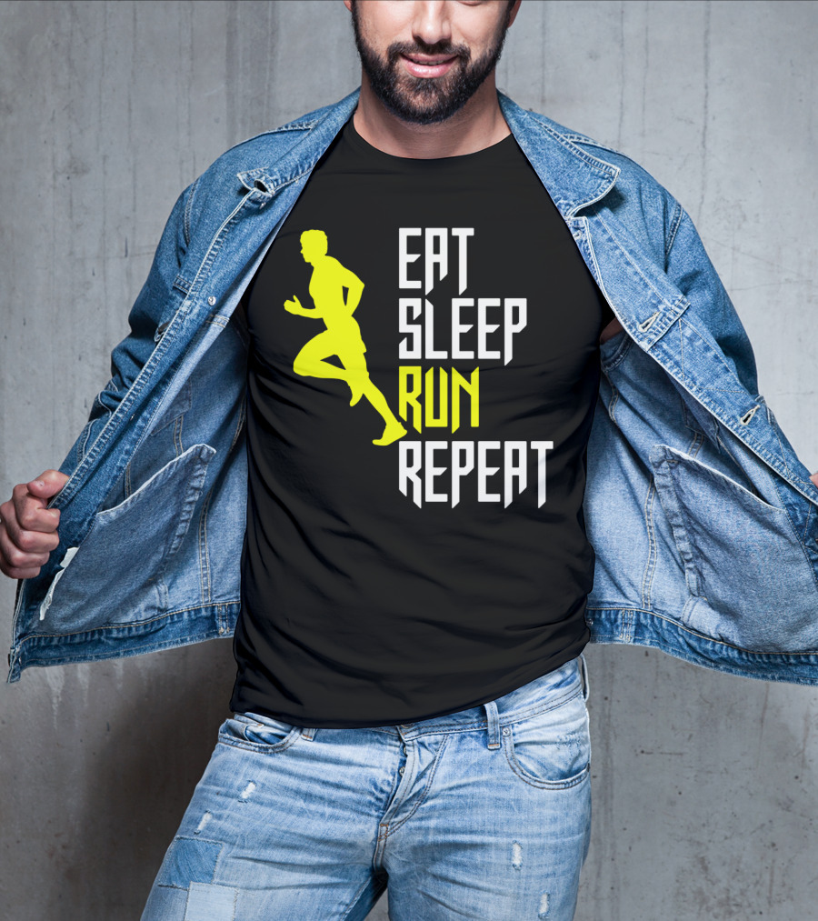 Eat Sleep Run Repeat Funny Jogging Joke T-Shirt