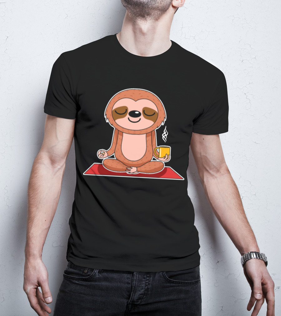 Yoga Sloth Funny Zen Meditation With Coffee T-Shirt