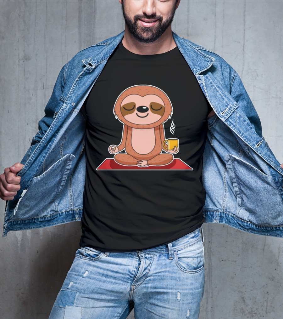 Yoga Sloth Funny Zen Meditation With Coffee T-Shirt