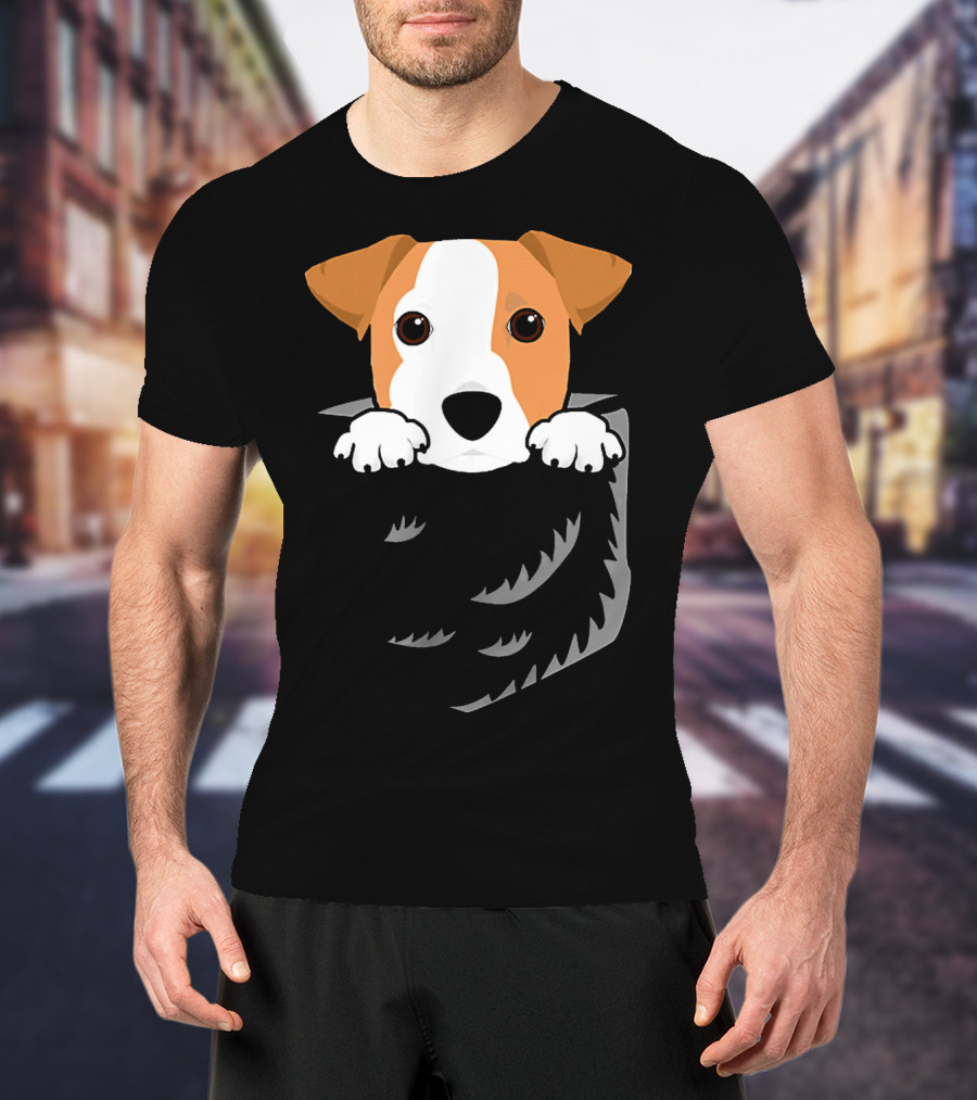 Adorable Jack Russell Terrier In Pocket Looking Out T-Shirt