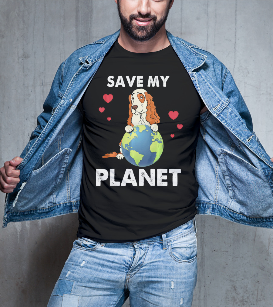 Save My Planet American Cocker Spaniel Dog Love Earth T-Shirt