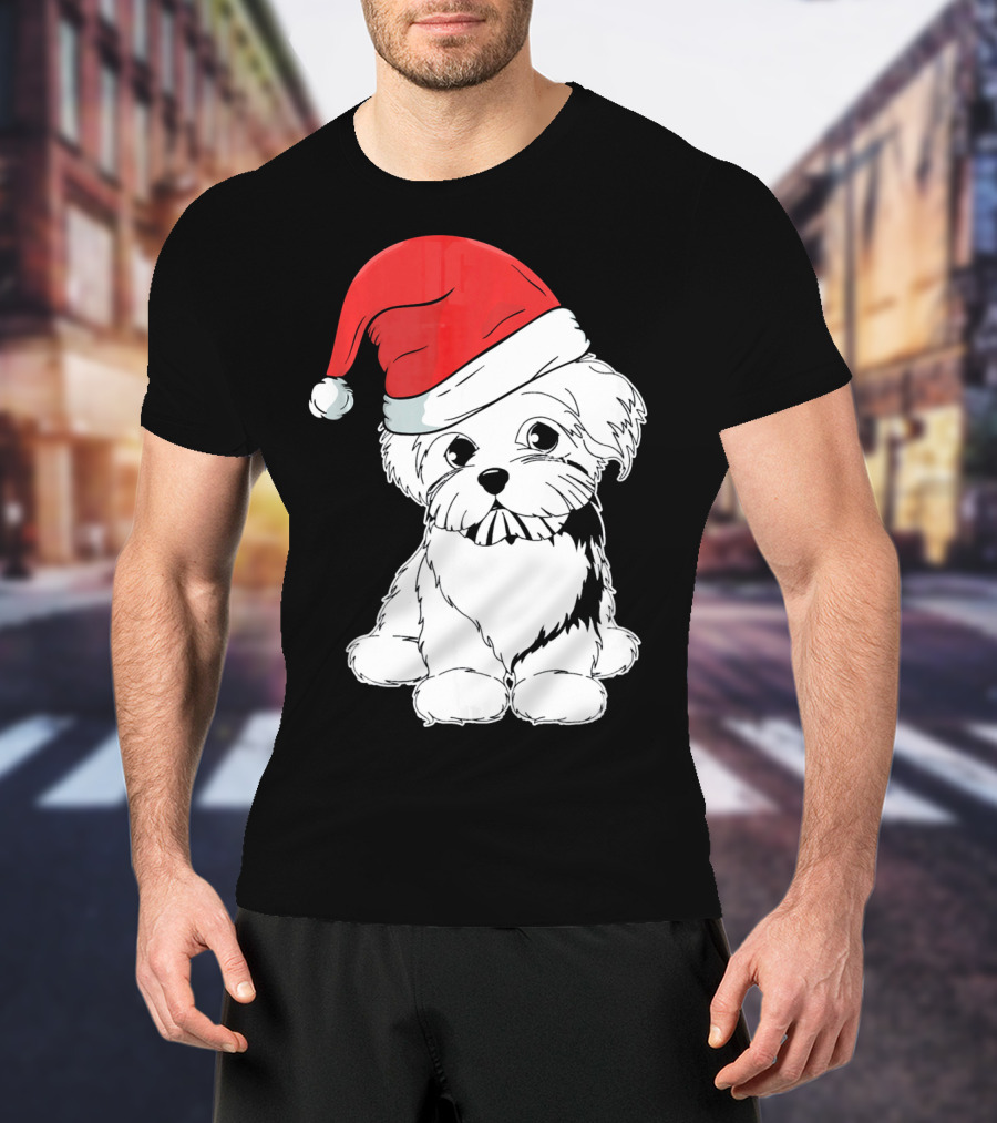 Best Christmas Maltese Santa Hat T-Shirt