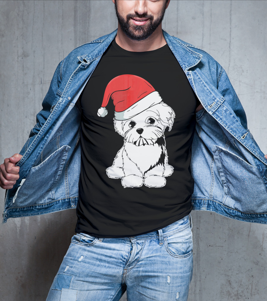 Best Christmas Maltese Santa Hat T-Shirt