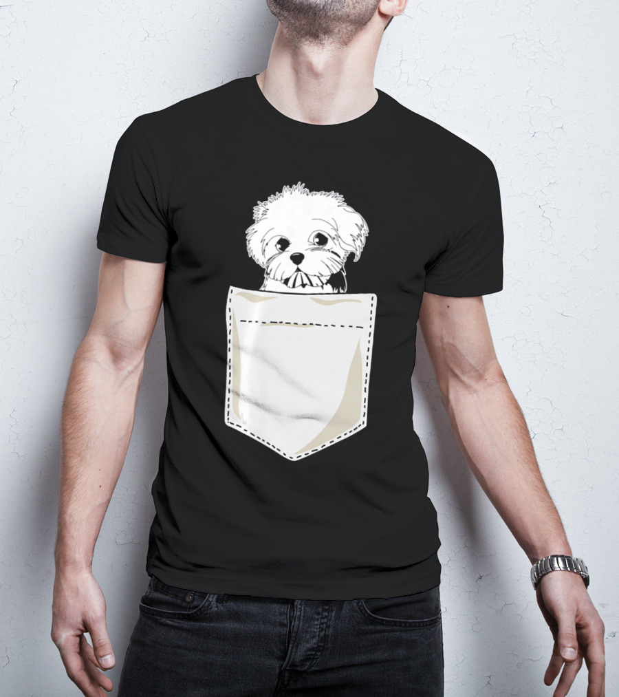 Best For Christmas Maltese Dog In Pocket T-Shirt