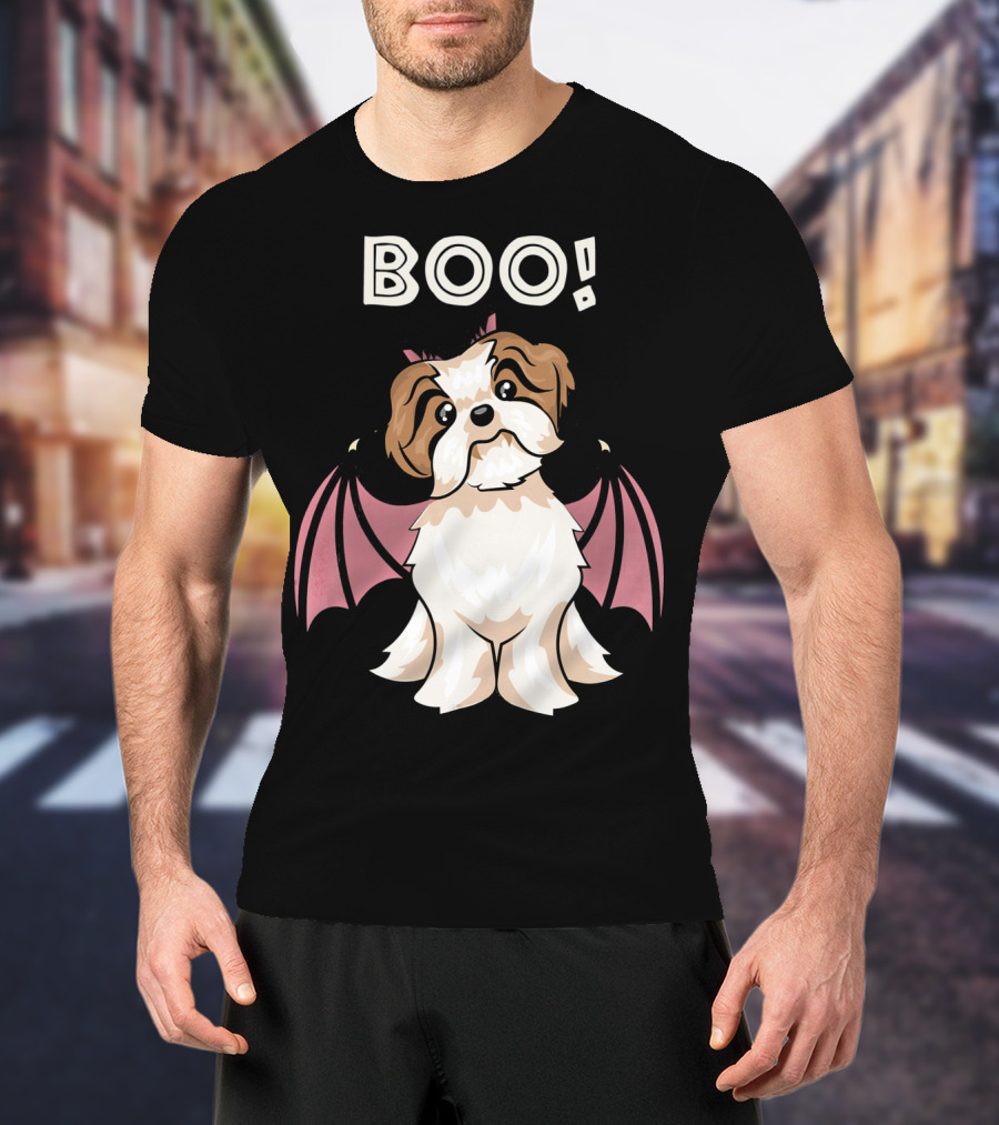 BOO Shih Tzu With Bat Wings T-Shirt