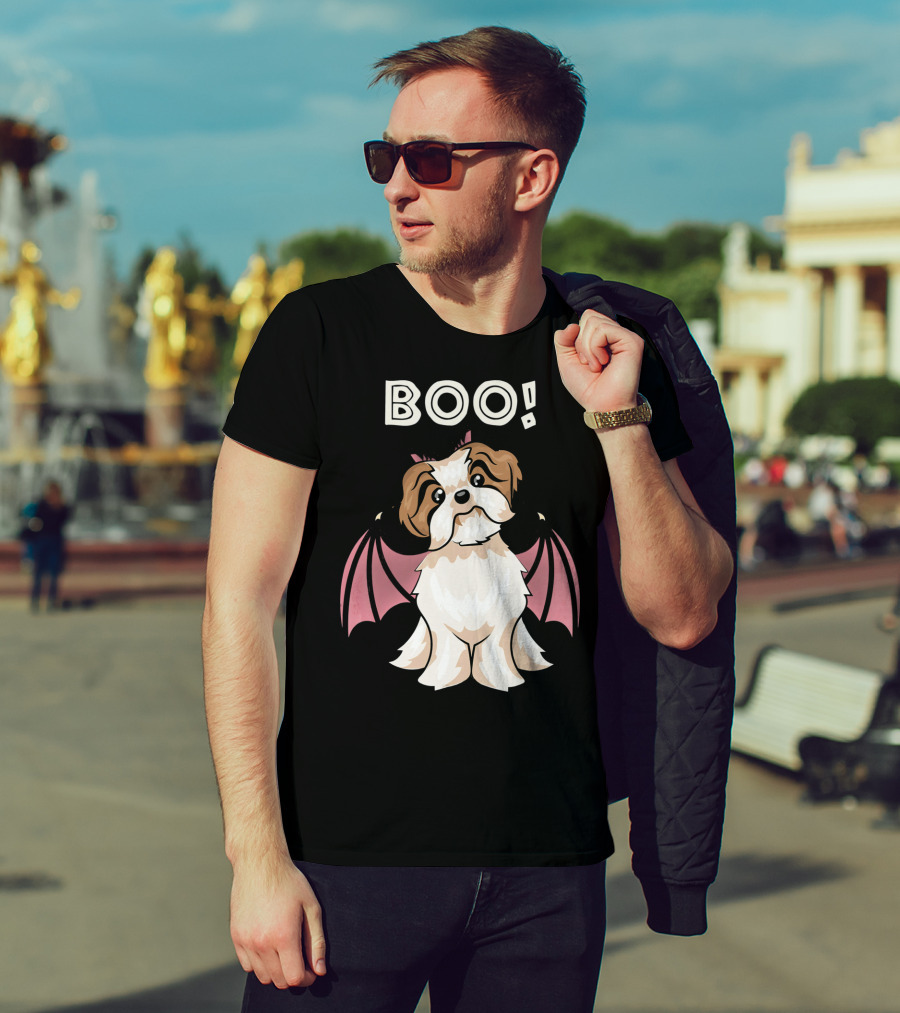 BOO Shih Tzu With Bat Wings T-Shirt