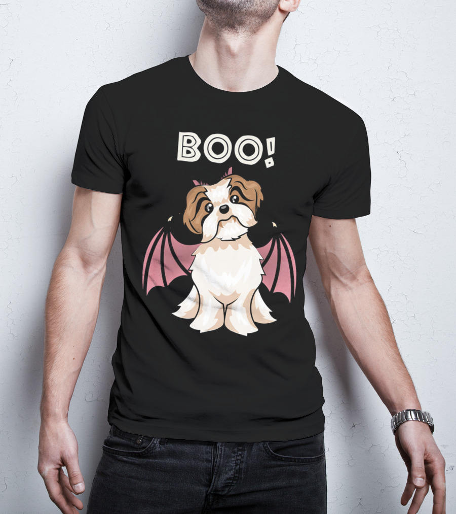 BOO Shih Tzu With Bat Wings T-Shirt