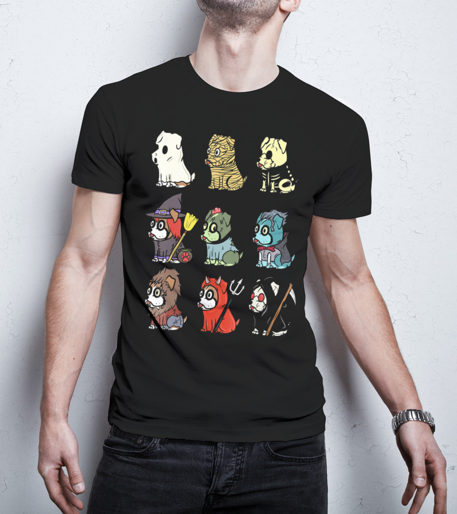 Spooky Boxer Dog Halloween Costumes Ghost Mummy Zombie Witch Werewolf Devil Grim Reaper T-Shirt