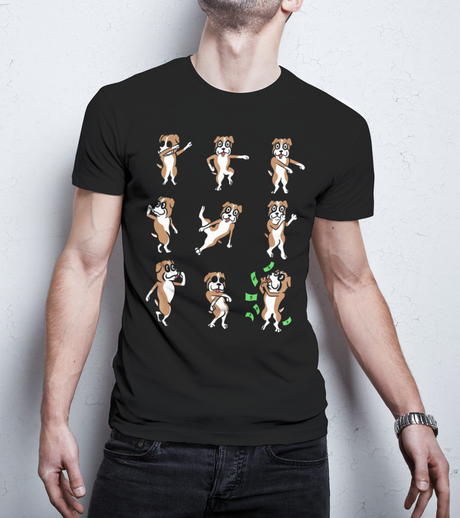 Boxer Dog Funny Dance Moves With Money Animation T-Shirt