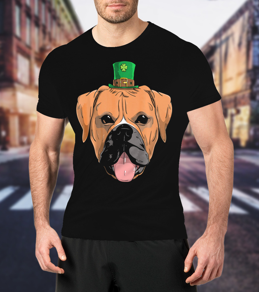 Boxer Dog St Patricks Day Leprechaun Puppy With Hat T-Shirt