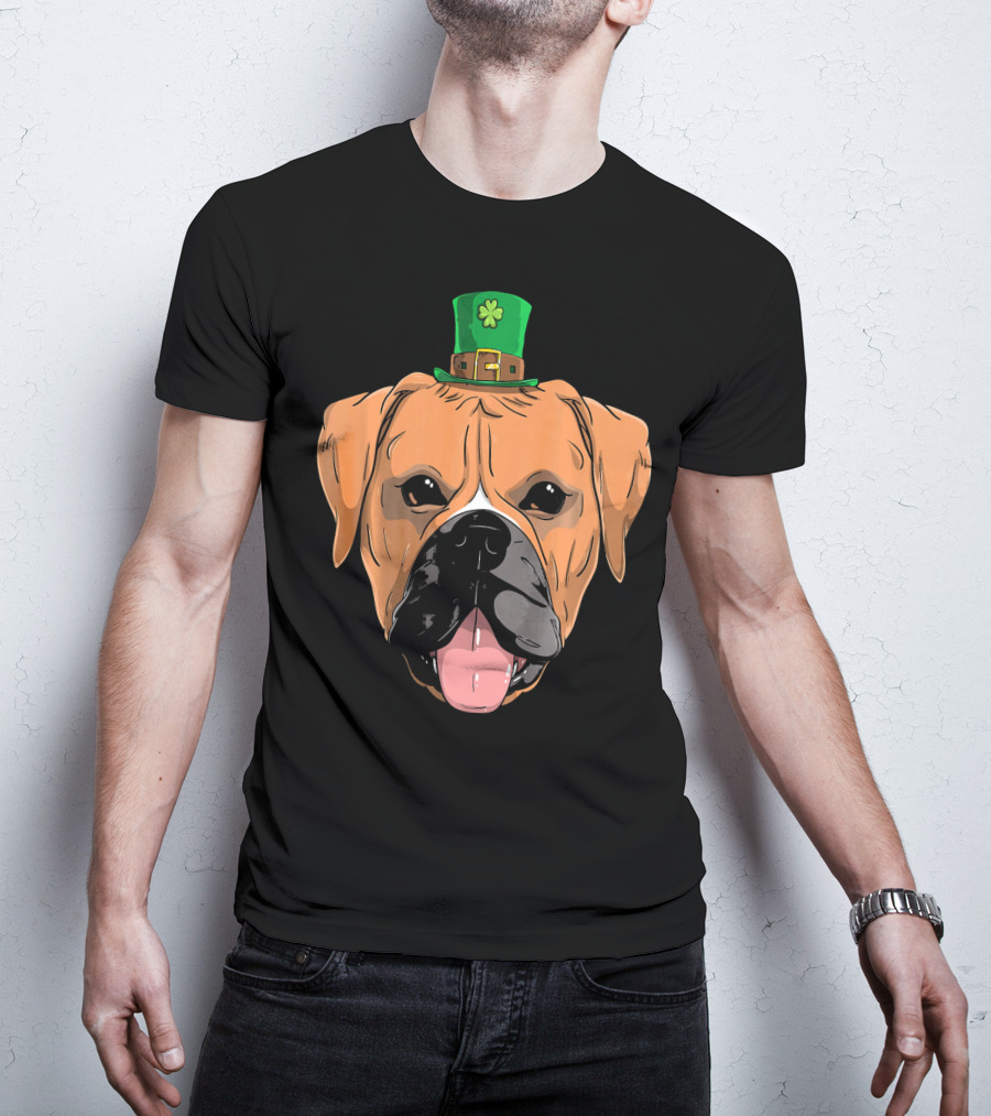Boxer Dog St Patricks Day Leprechaun Puppy With Hat T-Shirt