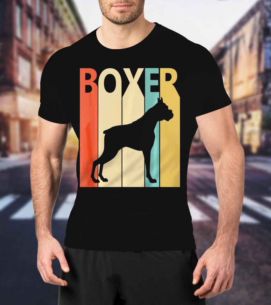 Boxer Retro Style Silhouette For Dog Dad Or T-Shirt