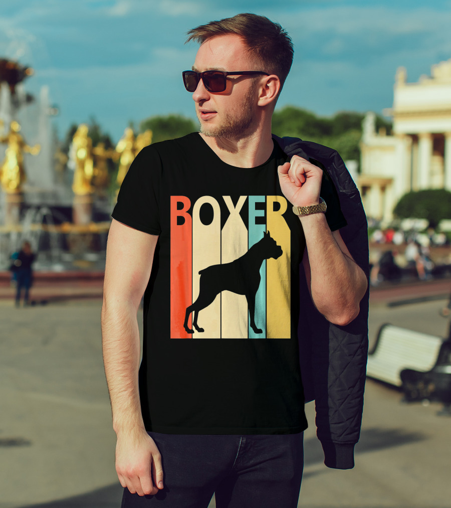Boxer Retro Style Silhouette For Dog Dad Or T-Shirt