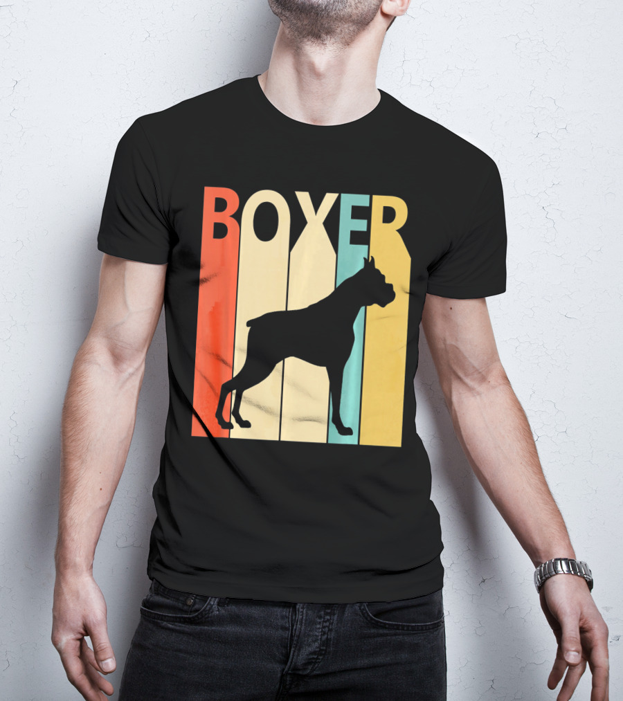 Boxer Retro Style Silhouette For Dog Dad Or T-Shirt