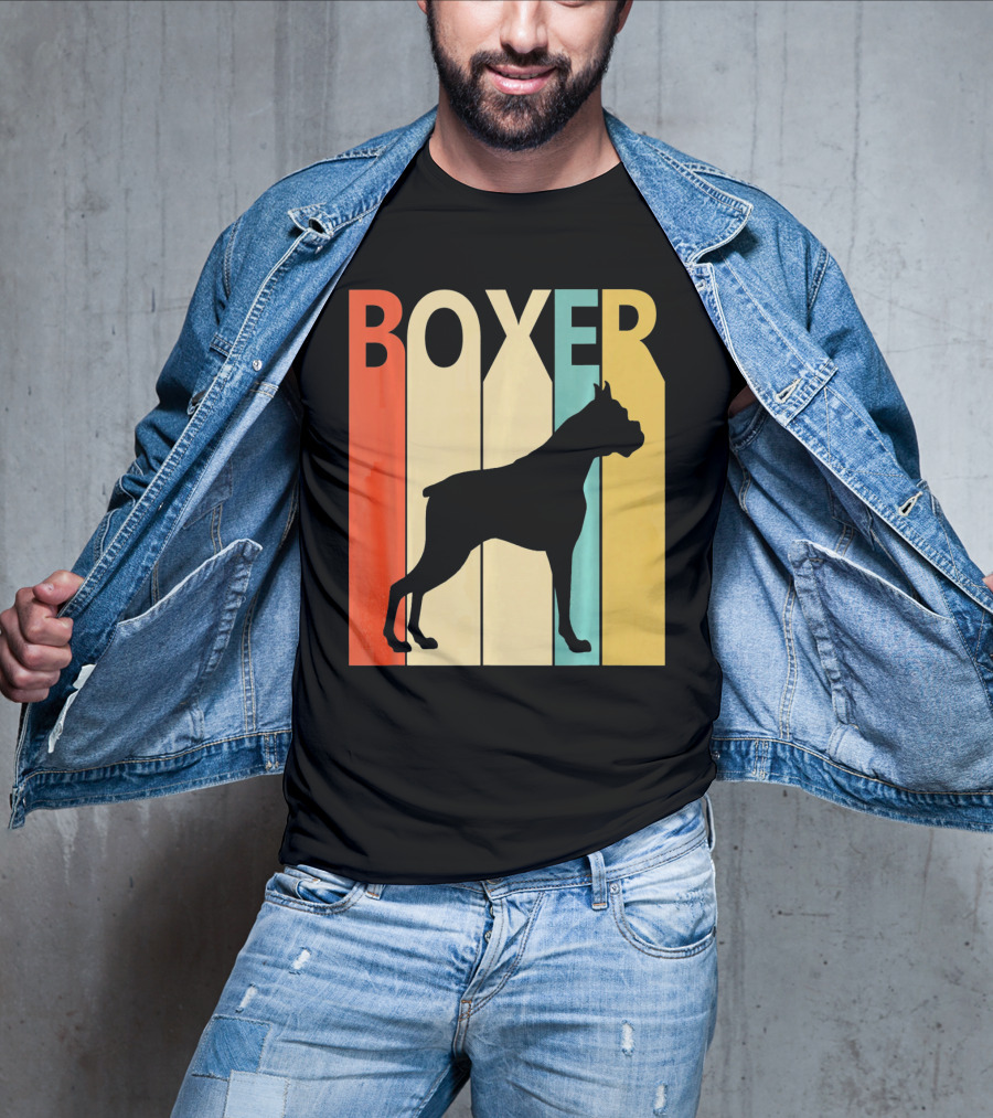 Boxer Retro Style Silhouette For Dog Dad Or T-Shirt