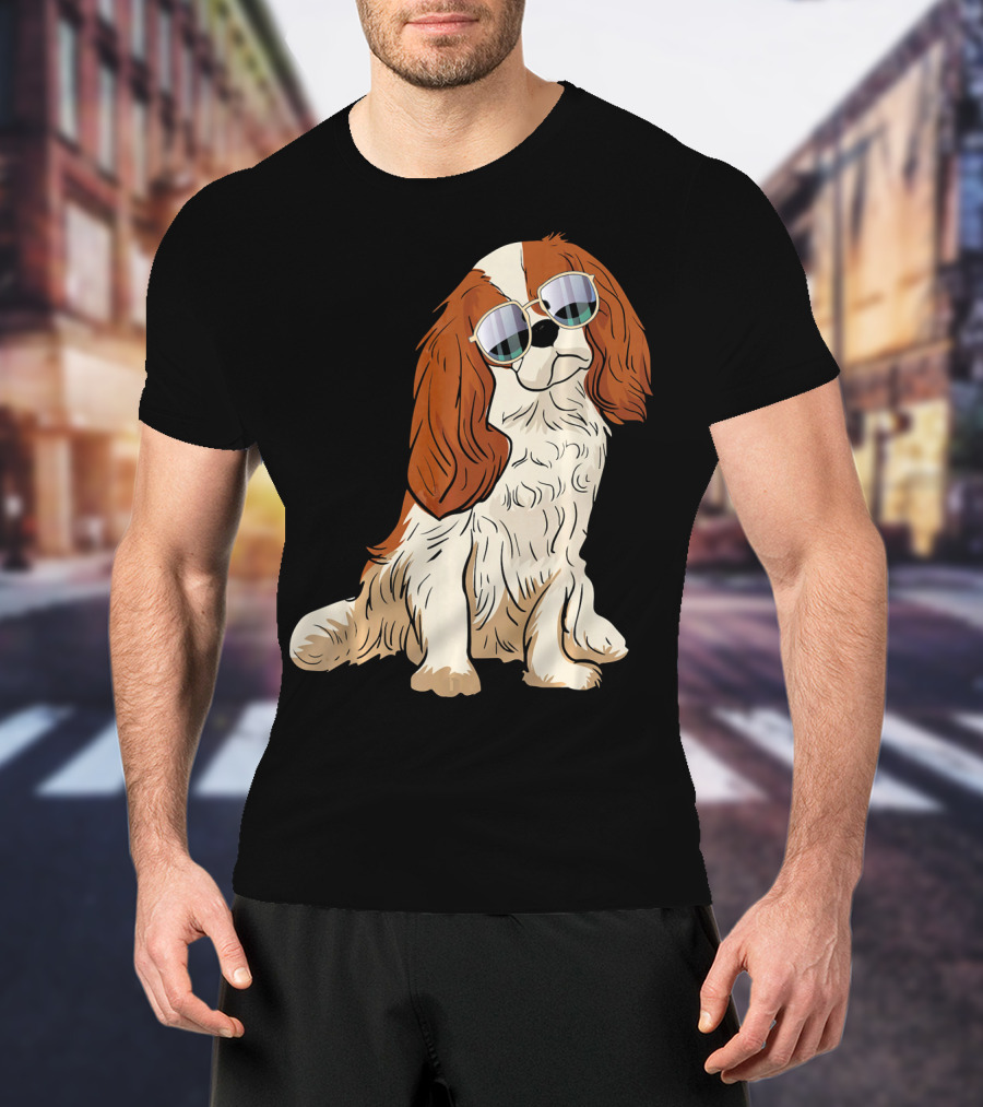 Cavalier King Charles Spaniel Dog With Sunglasses T-Shirt