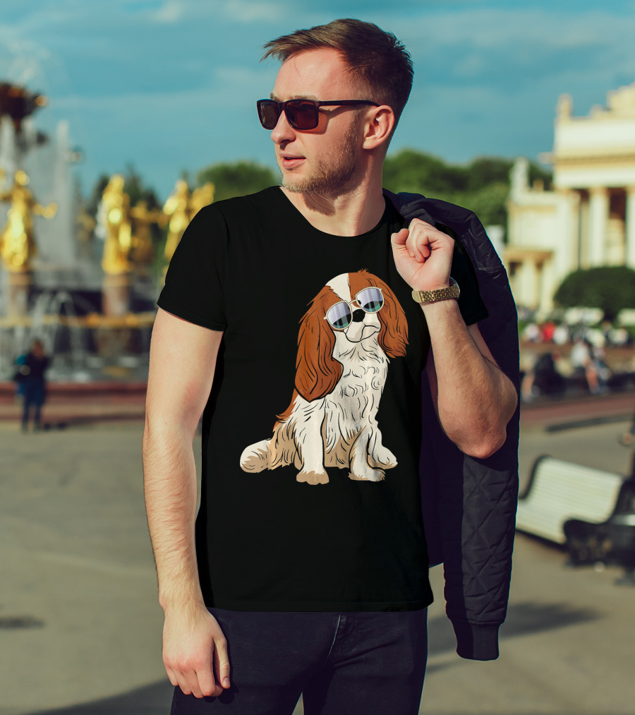 Cavalier King Charles Spaniel Dog With Sunglasses T-Shirt