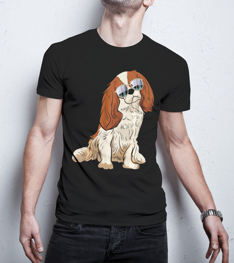 Cavalier King Charles Spaniel Dog With Sunglasses T-Shirt