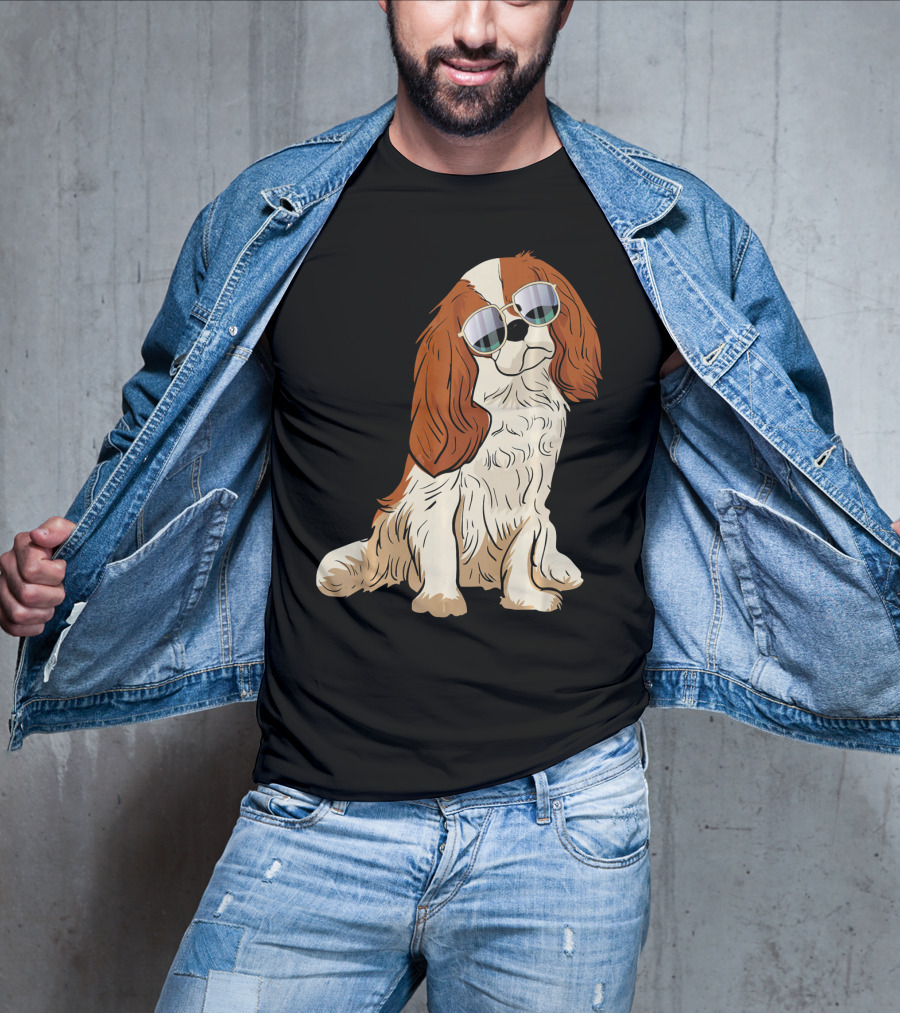 Cavalier King Charles Spaniel Dog With Sunglasses T-Shirt