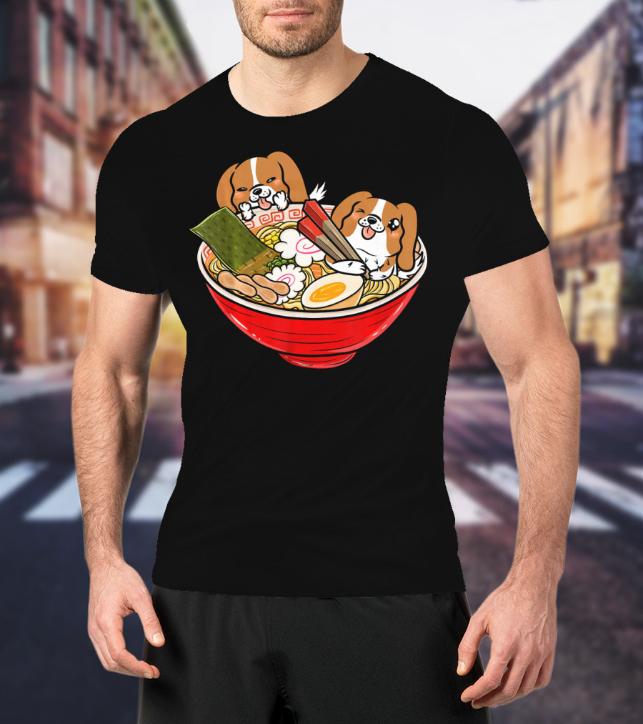 Cavalier King Charles Spaniel Kawaii Japanese Ramen Bowl T-Shirt