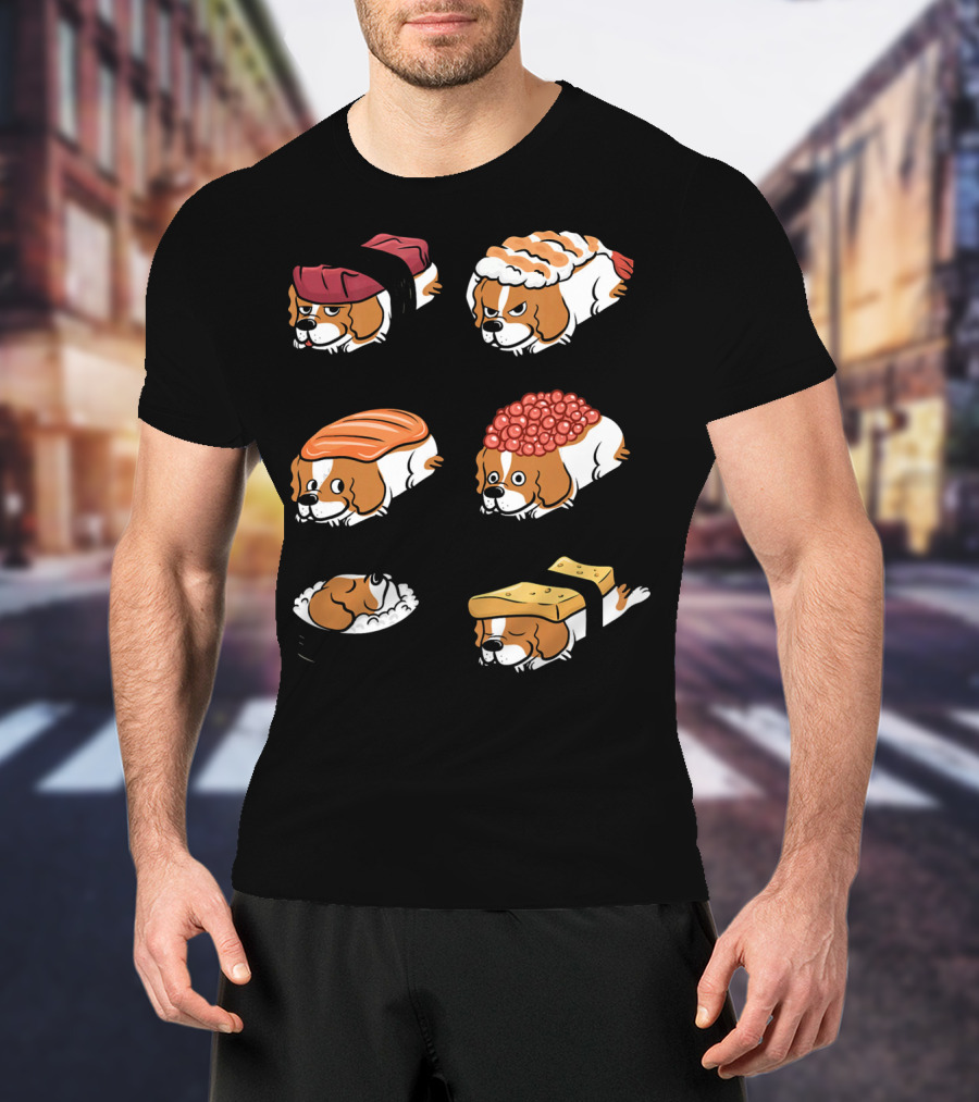 Cavalier King Charles Spaniel Nigiri Sushi Roll Variations T-Shirt