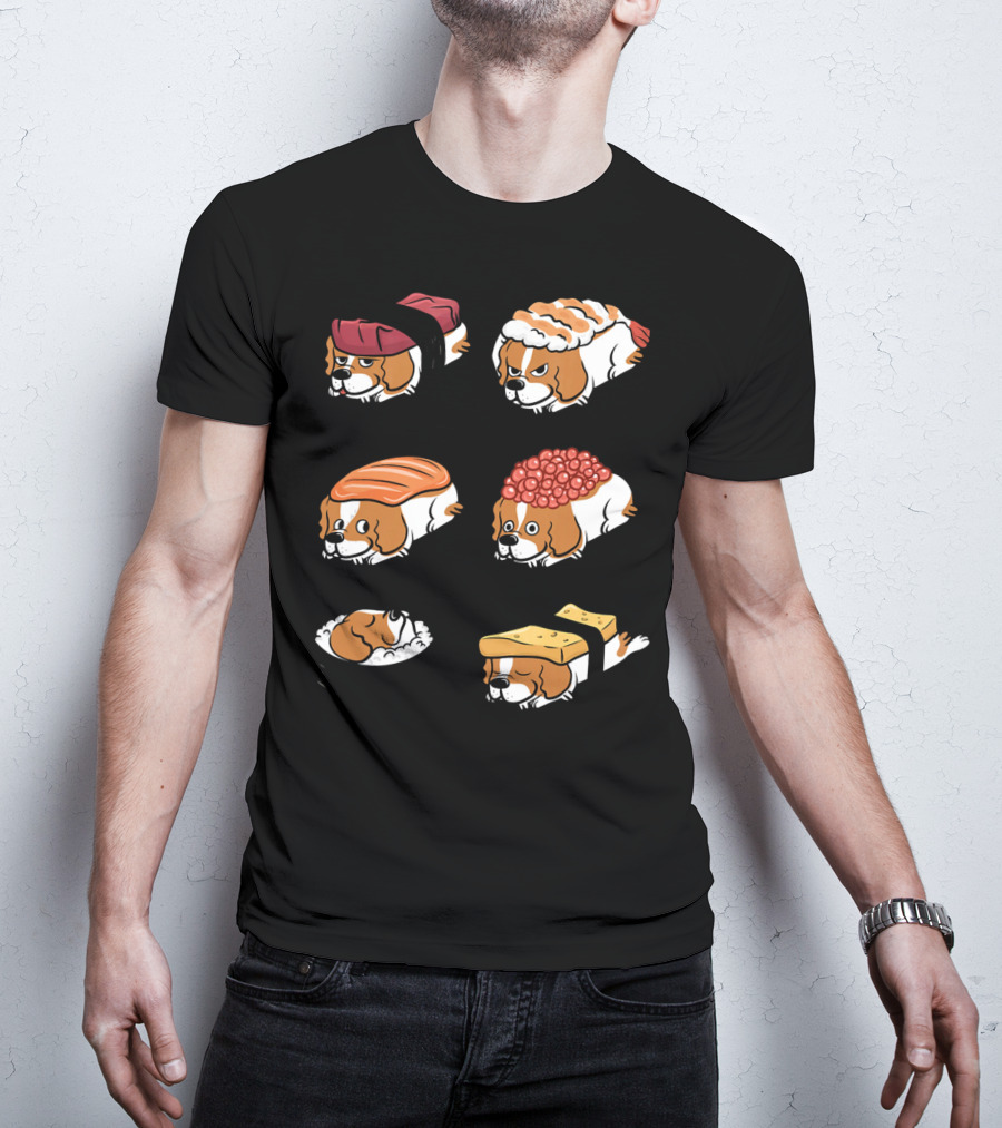 Cavalier King Charles Spaniel Nigiri Sushi Roll Variations T-Shirt