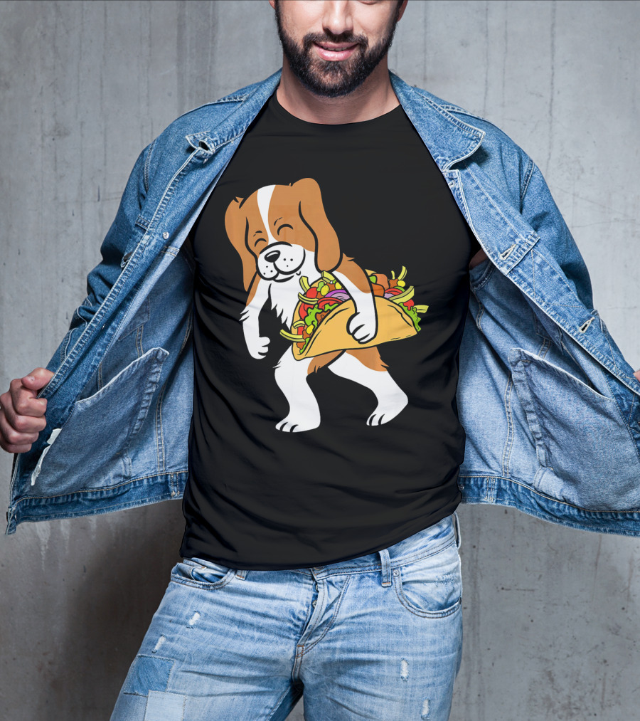 Cavalier King Charles Spaniel Carrying Taco With Vegetables T-Shirt