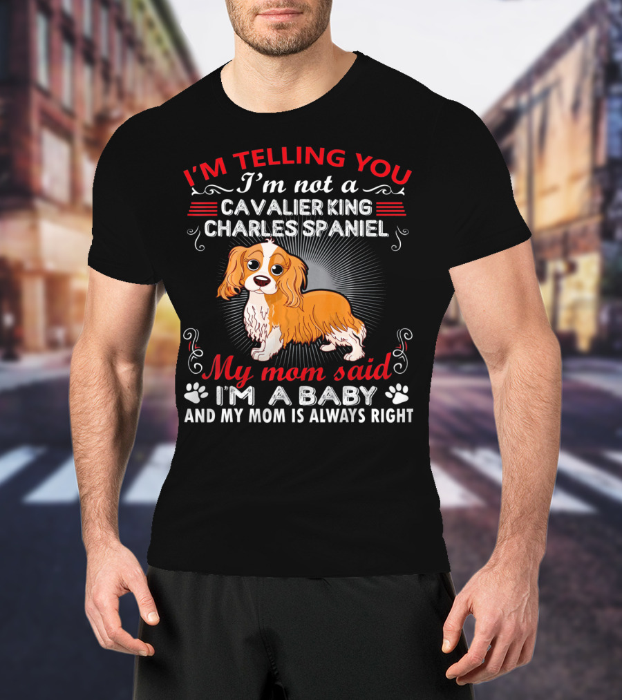 I'm Telling You I'm Not A Cavalier King Charles Spaniel My Mom Said I'm A Baby And My Mom Is Always Right T-Shirt