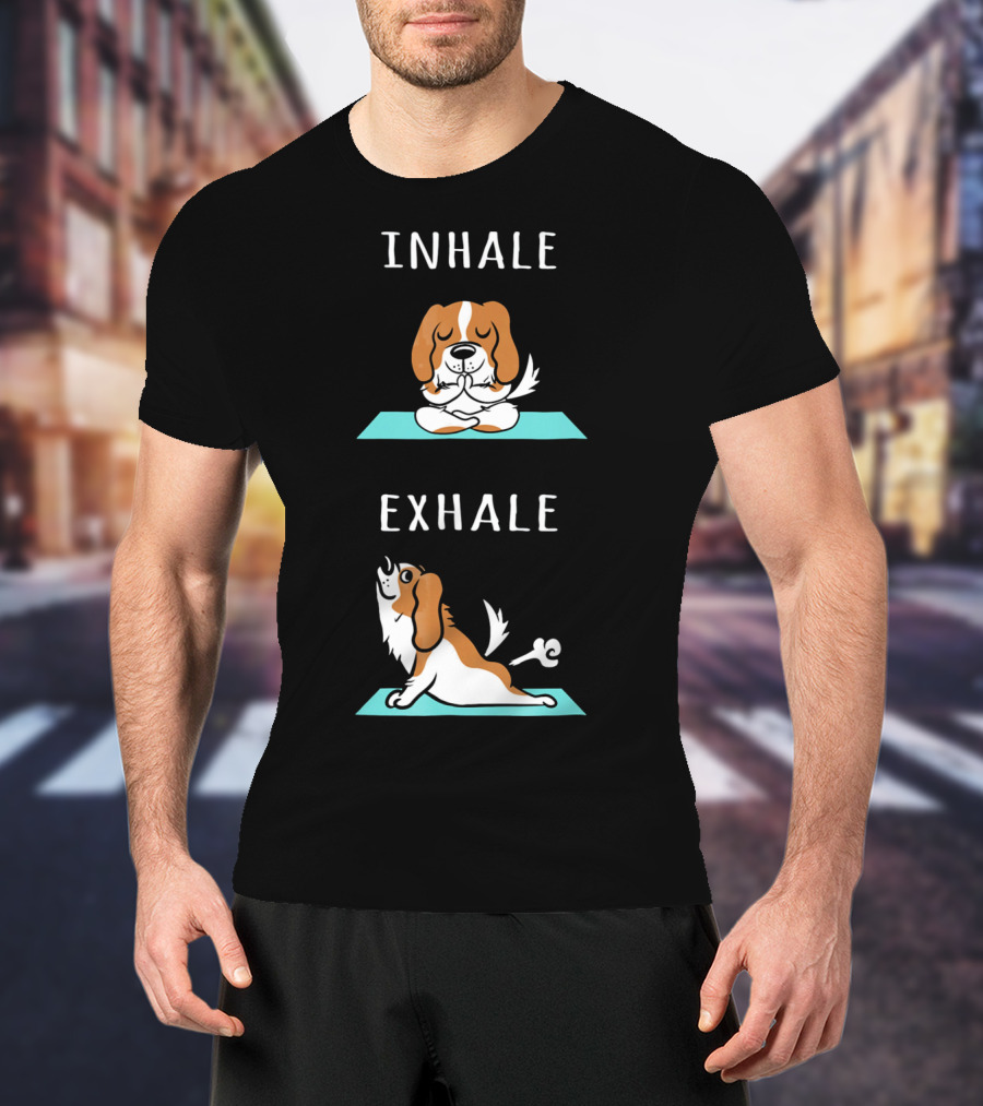 Cavalier King Charles Spaniel Inhale Exhale Yoga Mat T-Shirt