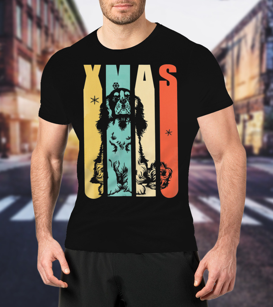 Xmas Cavalier King Dog Vintage T-Shirt
