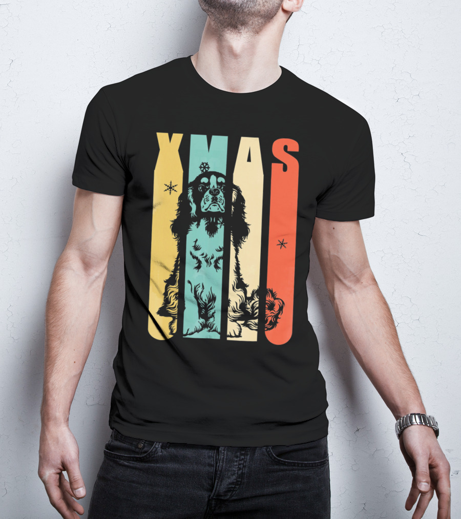 Xmas Cavalier King Dog Vintage T-Shirt