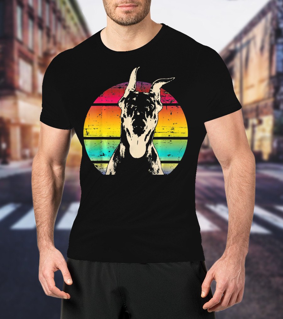 Retro Sunset Doberman Pinscher T-Shirt