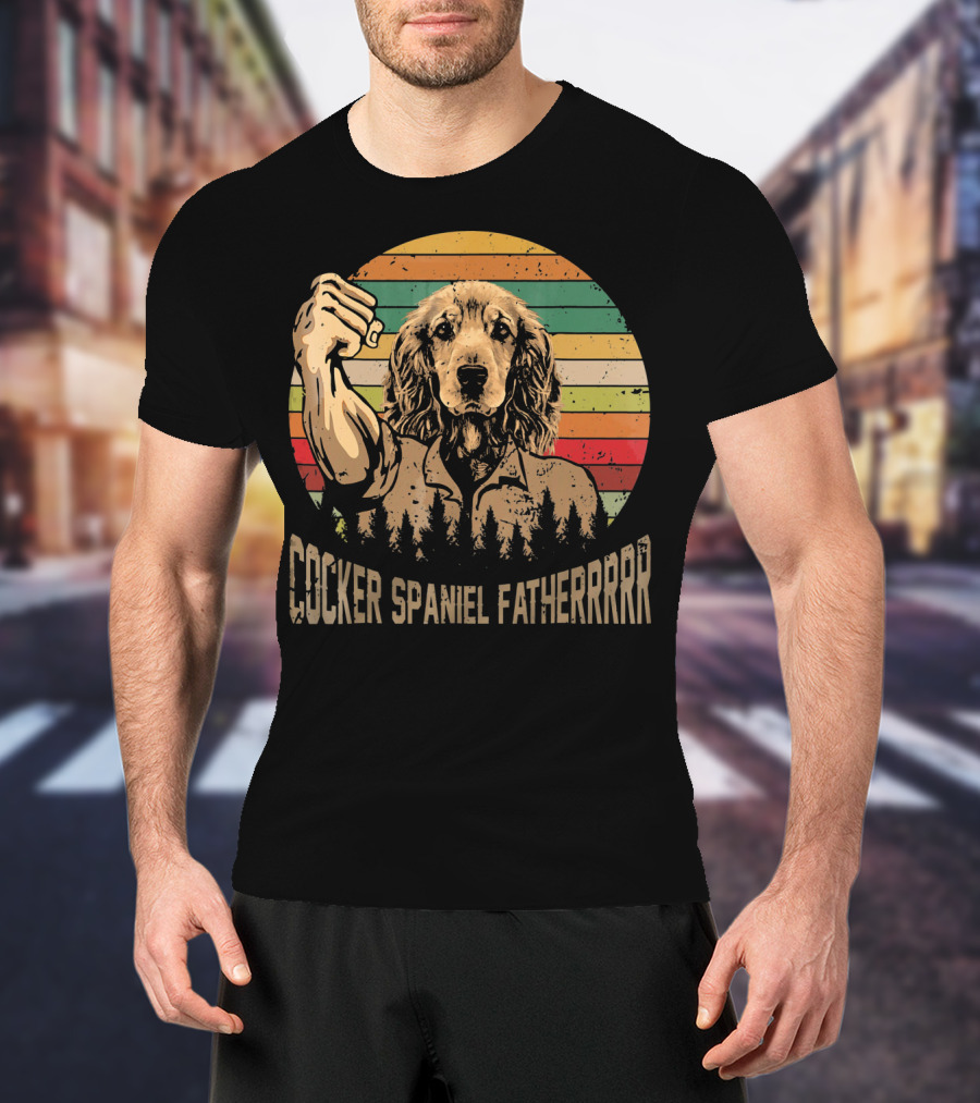Cocker Spaniel Fatherrrr Retro Dog T-Shirt
