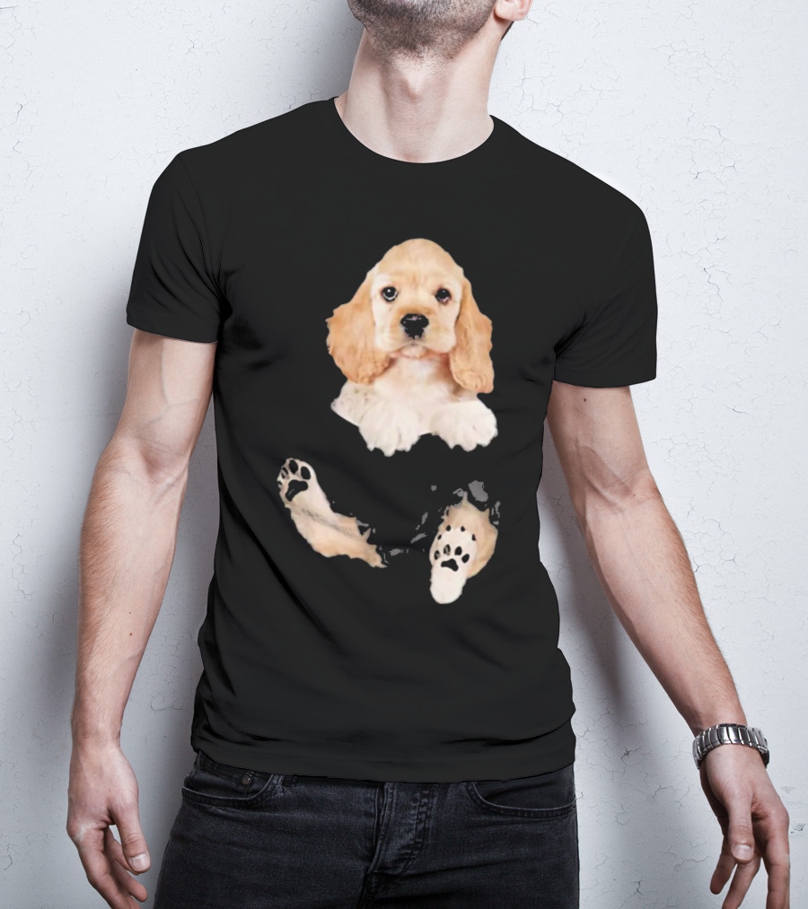 Cocker Spaniel Pocket Dog Lover Puppy Face Paw Prints T-Shirt
