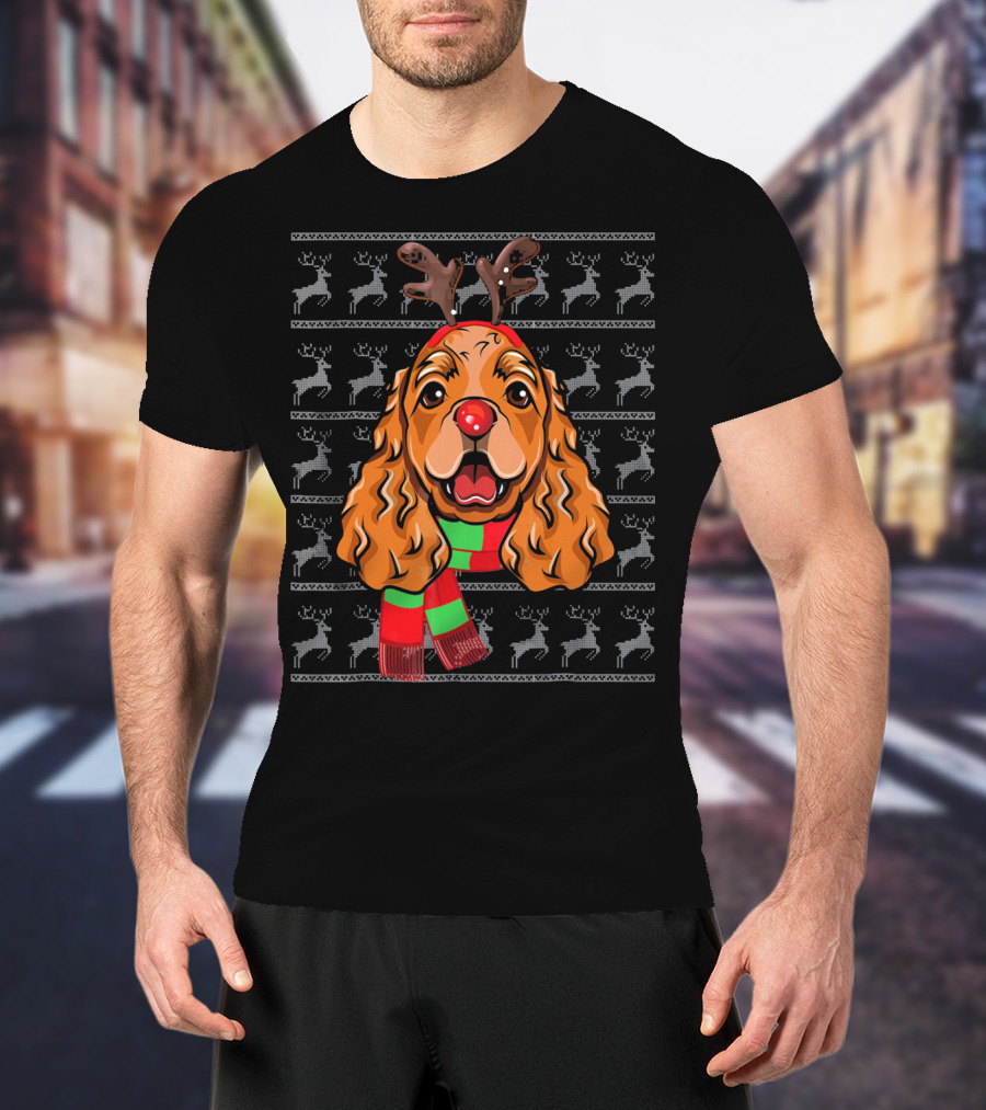 Cocker Spaniel Reindeer Holiday T-Shirt