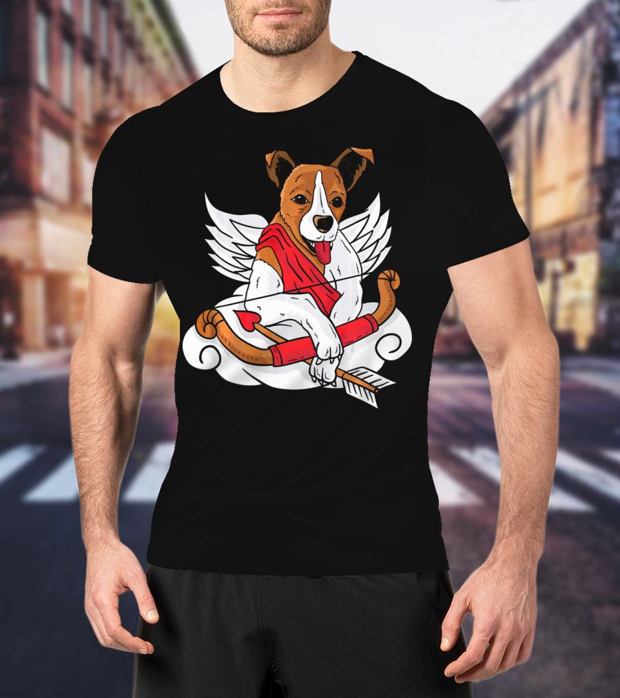 Cupid Jack Russell Terrier With Bow And Arrow For Dog Lovers T-Shirt
