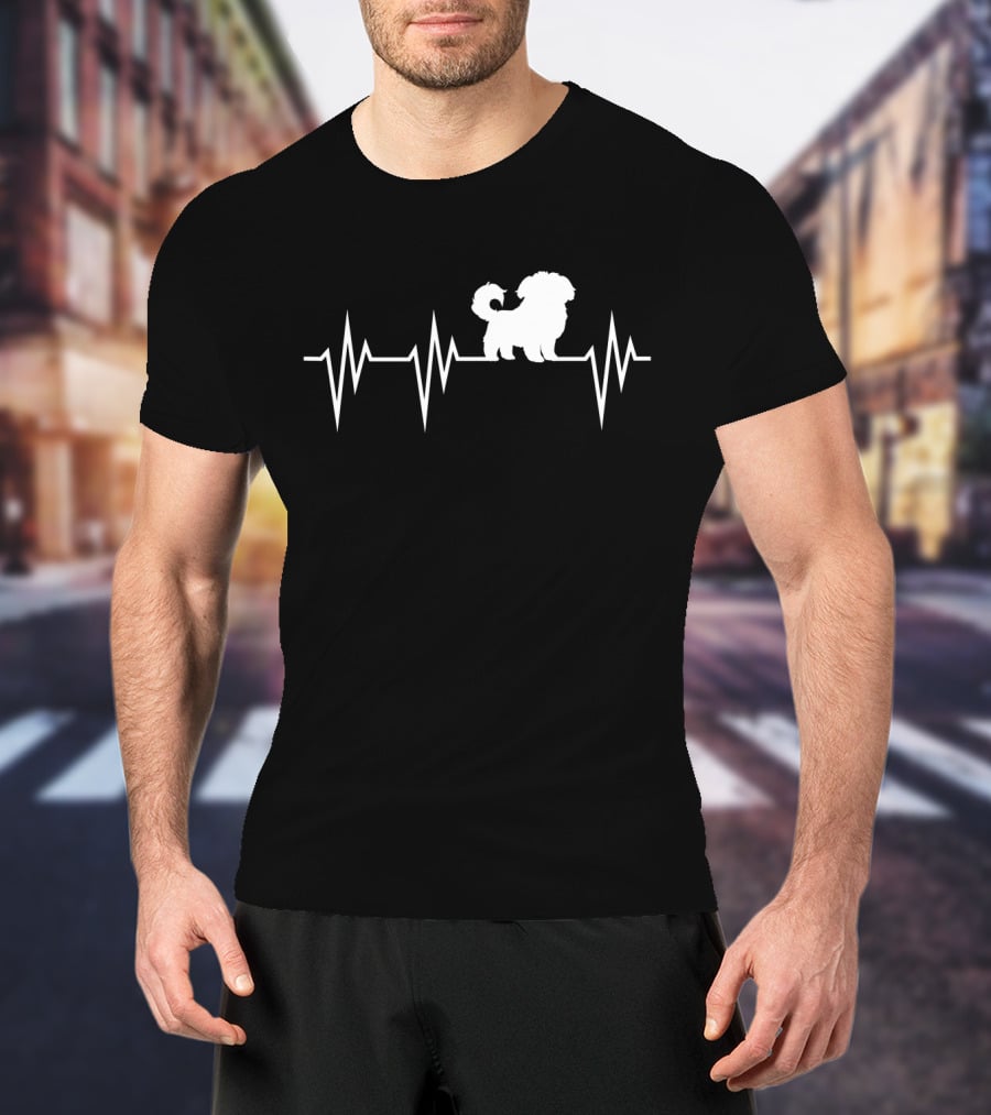 Cute Maltese Dog Heartbeat Pulse Maltese Dog T-Shirt