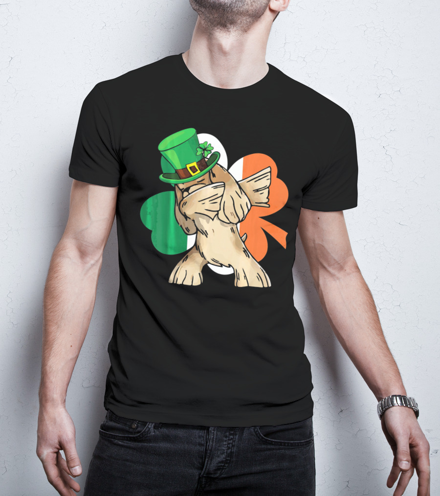 Dabbing Cocker Spaniel Irish Flag Shamrock St. Patrick's Day T-Shirt