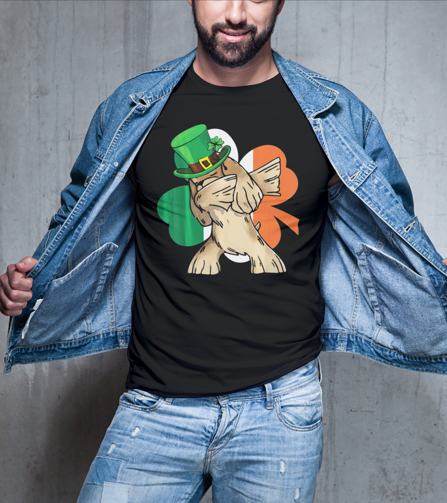 Dabbing Cocker Spaniel Irish Flag Shamrock St. Patrick's Day T-Shirt