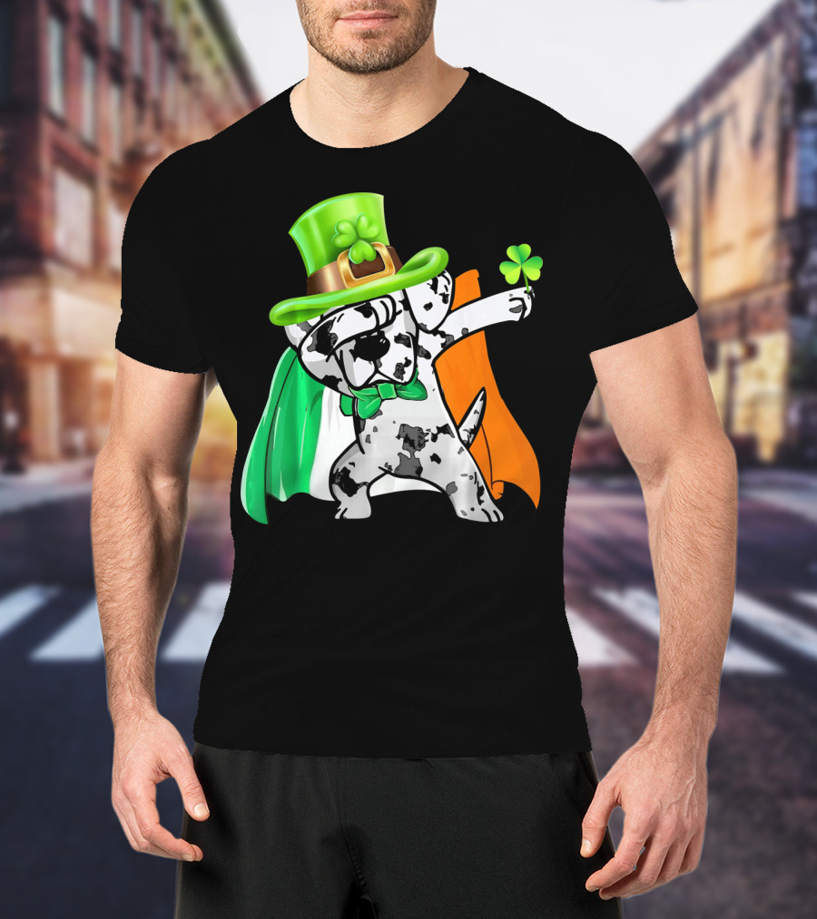 Dabbing Great Dane Irish Flag Shamrock Hat Cape T-Shirt