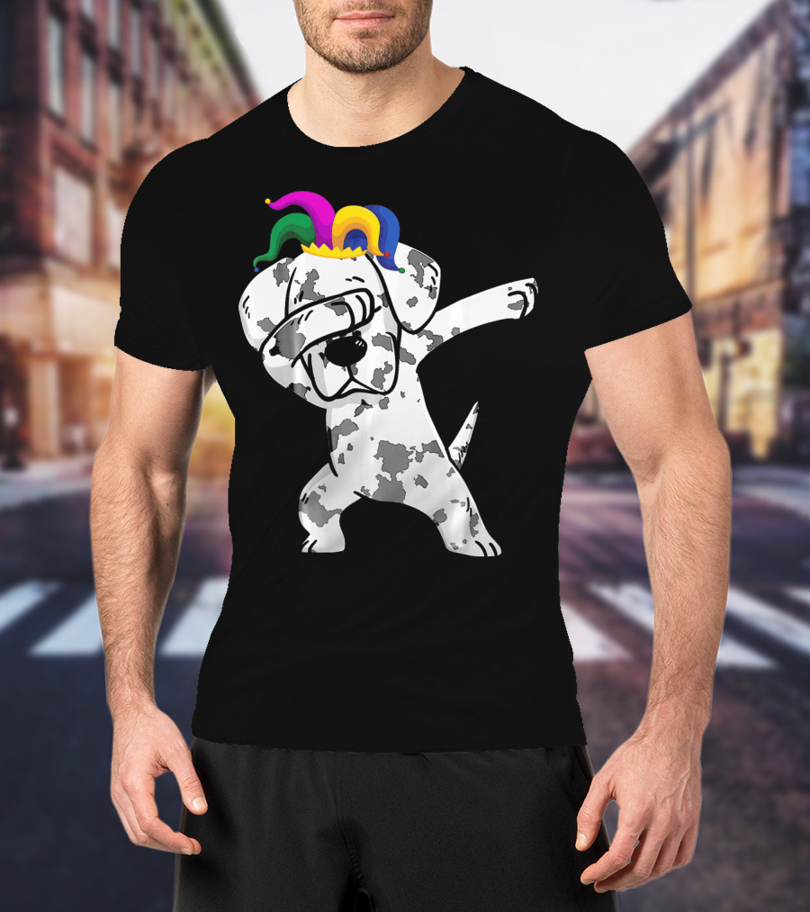 Dabbing Great Dane Jester Hat Mardi Gras Dance Fun T-Shirt