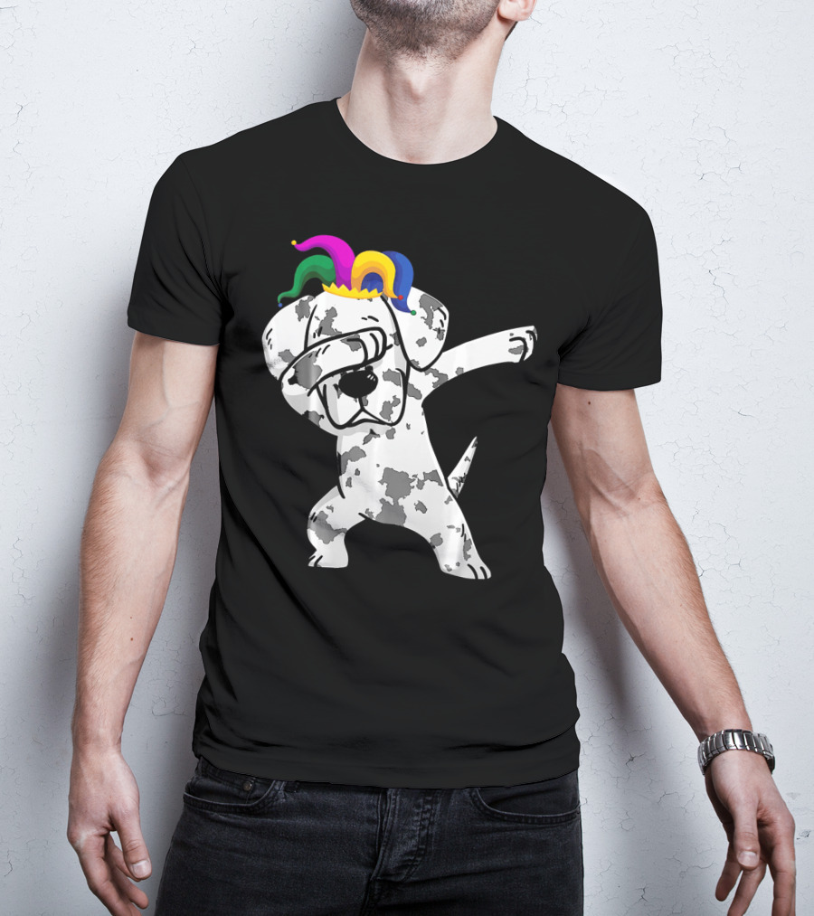 Dabbing Great Dane Jester Hat Mardi Gras Dance Fun T-Shirt