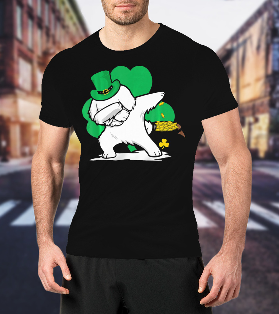 Maltese Dog Dabbing Leprechaun Dance St Patricks Day T-Shirt