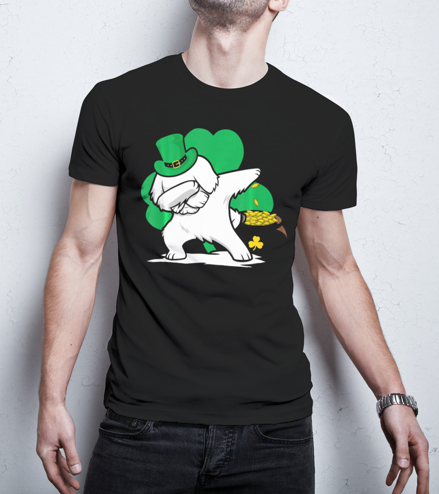 Maltese Dog Dabbing Leprechaun Dance St Patricks Day T-Shirt